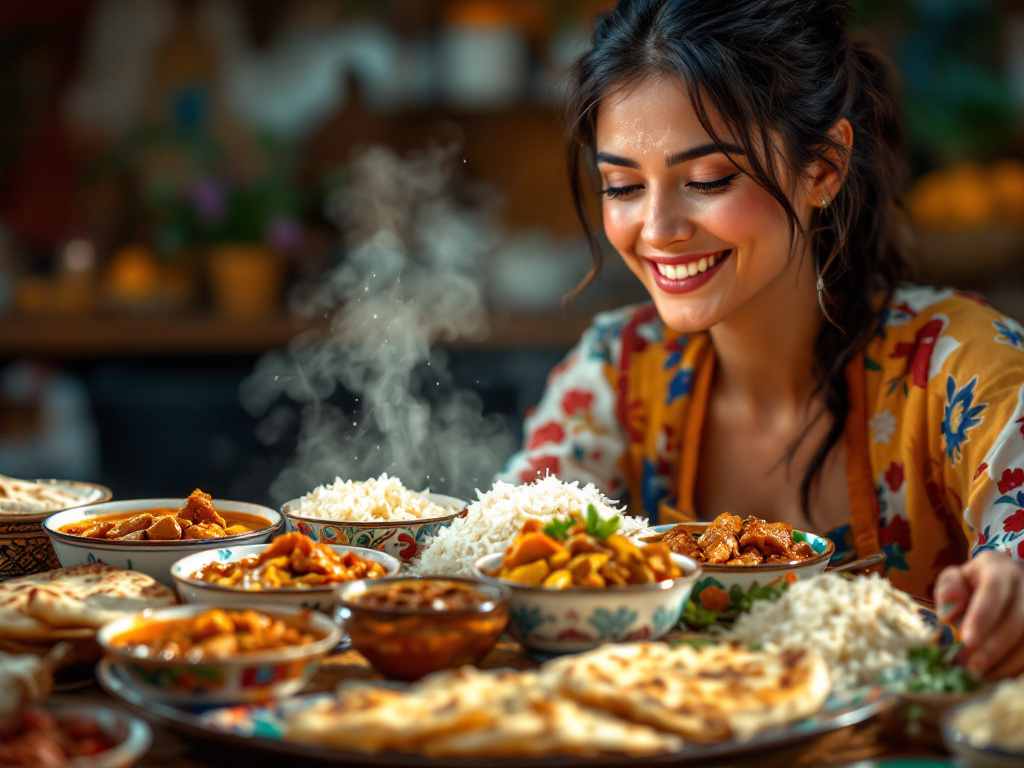 Indian Thali with various dishes