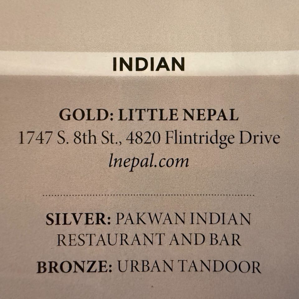 A list of Indian restaurants, with Little Nepal, Pakwan Indian Restaurant and Bar, and Urban Tandoor.