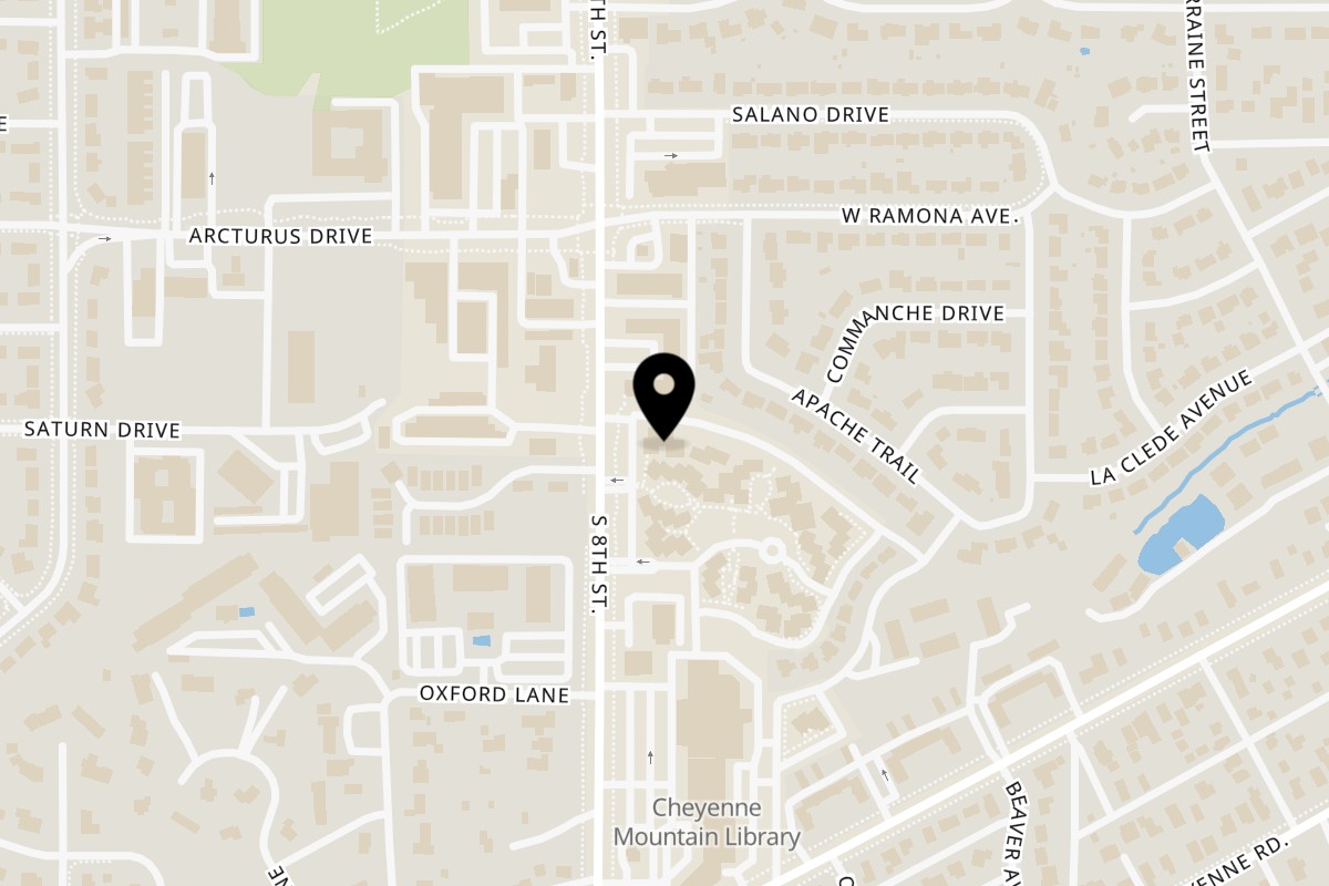 Map showing the location of Little Nepal: Indian Restaurant & Bar South 8th Street on 1747 South 8th Street in Colorado Springs